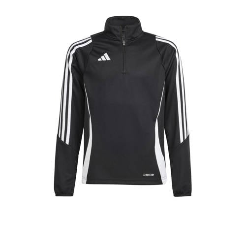 adidas Performance Junior voetbalsweater TIRO 24 zwart/wit Sportsweater Jongens/Meisjes Polyester Opstaande kraag