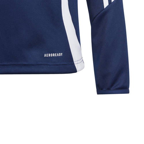 Adidas Performance Junior voetbalsweater TIRO 24 donkerblauw wit Sportsweater Jongens Meisjes Polyester Opstaande kraag 128