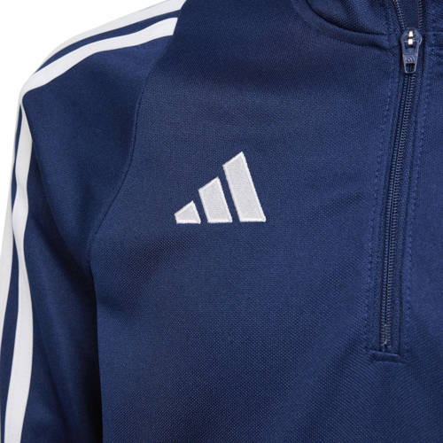 Adidas Performance voetbalsweater TIRO 24 donkerblauw wit Sportsweater Jongens Meisjes Gerecycled polyester Opstaande kraag 128