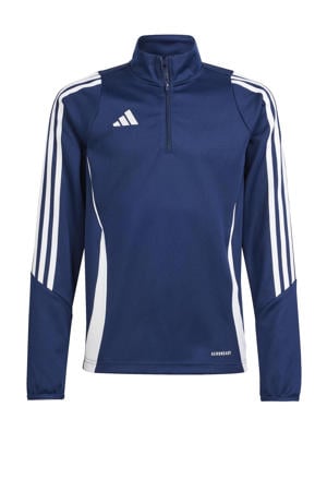 Junior voetbalsweater TIRO 24 donkerblauw/wit