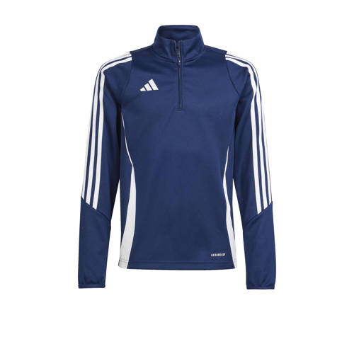 adidas Performance Junior voetbalsweater TIRO 24 donkerblauw/wit Sportsweater Jongens/Meisjes Polyester Opstaande kraag