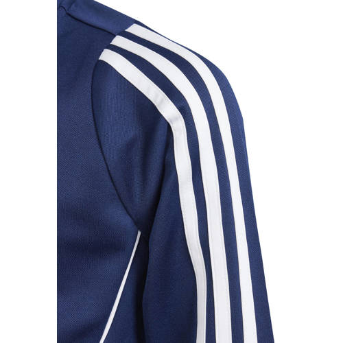 Adidas Performance Junior voetbal trainingsjack TIRO 24 donkerblauw wit Sportvest Jongens Meisjes Polyester Opstaande kraag 152