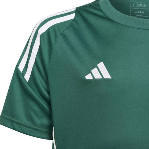 Adidas Performance voetbalshirt donkergroen wit Sport t-shirt Jongens Meisjes Gerecycled polyester Ronde hals 176