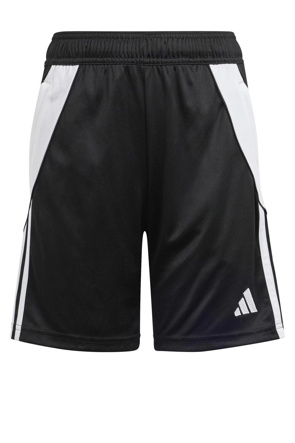 Zwart en witte jongens en meisjes adidas Performance Junior sportshort Tiro 24 van polyester met elastische tailleband met koord