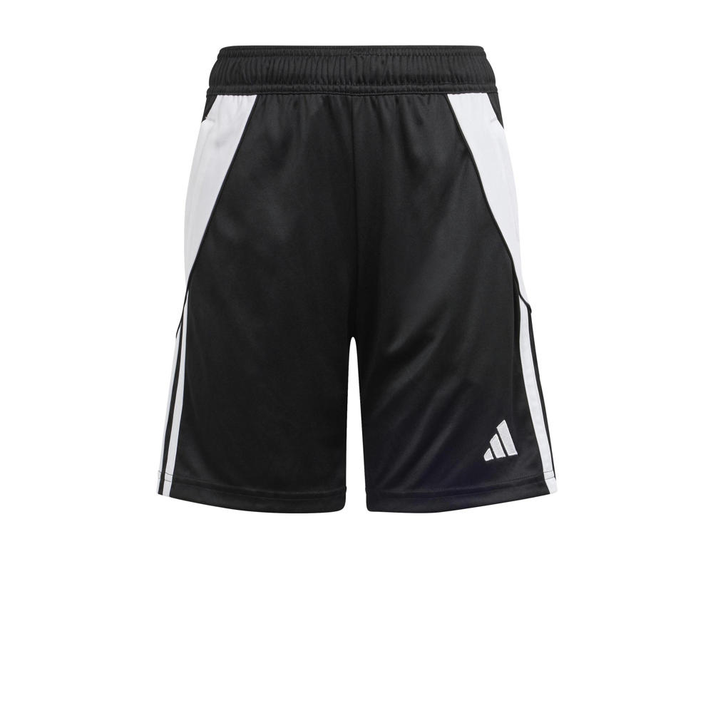 Zwart en witte jongens en meisjes adidas Performance Junior voetbalshort van polyester met elastische tailleband met koord