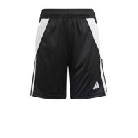 thumbnail: Zwart en witte jongens en meisjes adidas Performance Junior voetbalshort van polyester met elastische tailleband met koord