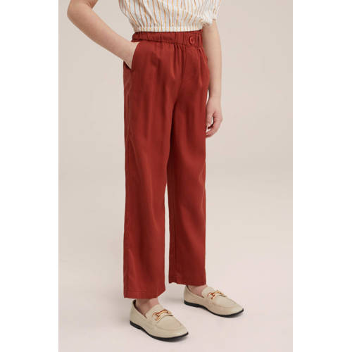 WE Fashion straight fit broek bruin Meisjes Lyocell Effen 98