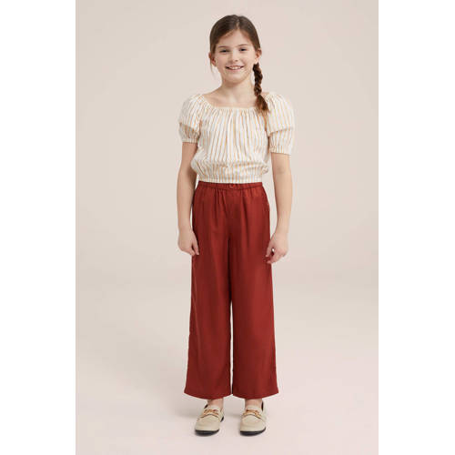 WE Fashion straight fit broek bruin Meisjes Lyocell Effen 98