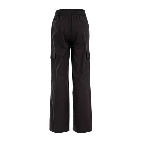 WE Fashion Blue Ridge wide leg cargobroek zwart Meisjes Katoen Effen 128