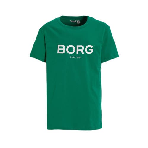 Björn Borg T-shirt met logo groen Jongens Katoen Ronde hals Logo