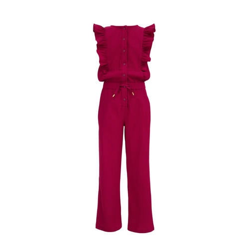 WE Fashion jumpsuit bordeaux rood Paars Meisjes Gerecycled polyester Ronde hals