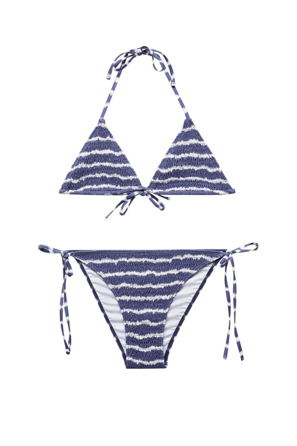 Mango Kids Gesmockte Triangel Bikini Blauw wit Kleertjes mango-kids-gesmockte-triangel-bikini-blauw-wit-kleertjes