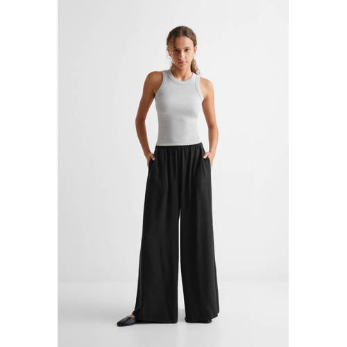 Mango Kids wide leg broek zwart Meisjes Lyocell Effen 152(XXS)