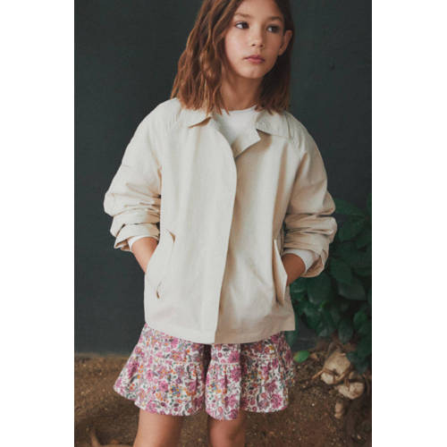 Mango Kids zomerjas lichtbeige Meisjes Polyamide Klassieke kraag Effen 116