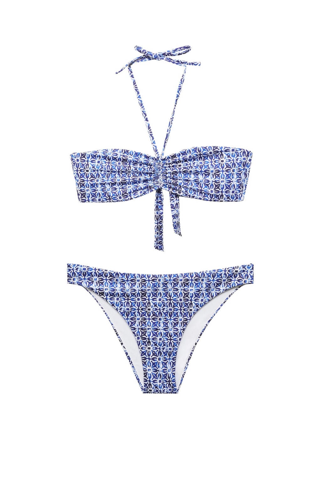 Mango Kids bandeau bikini blauw/wit