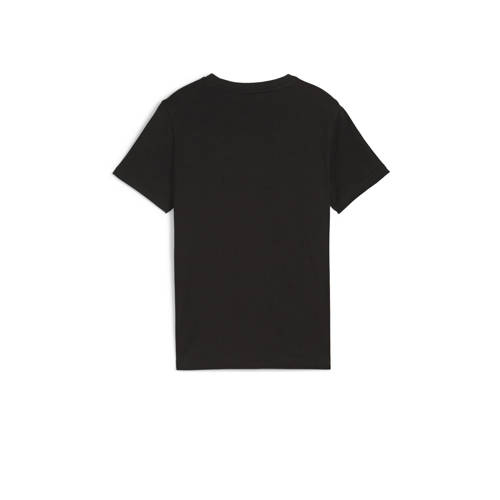Puma T-shirt Power Graphic met logo zwart wit Jongens Meisjes Katoen Ronde hals 128