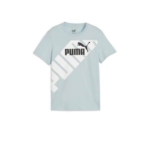 Puma T-shirt Power Graphic lichtblauw Jongens/Meisjes Katoen Ronde hals