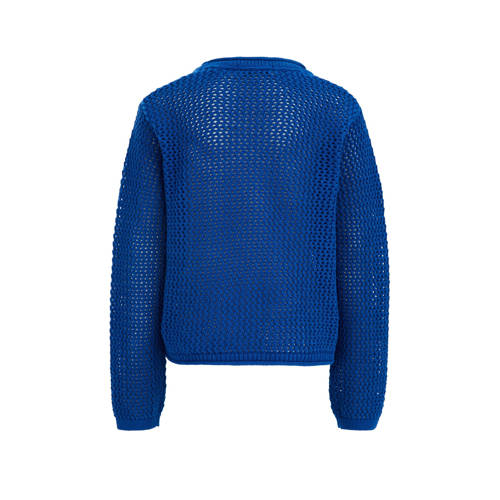 WE Fashion trui blauw Meisjes Katoen Ronde hals Effen 98 104