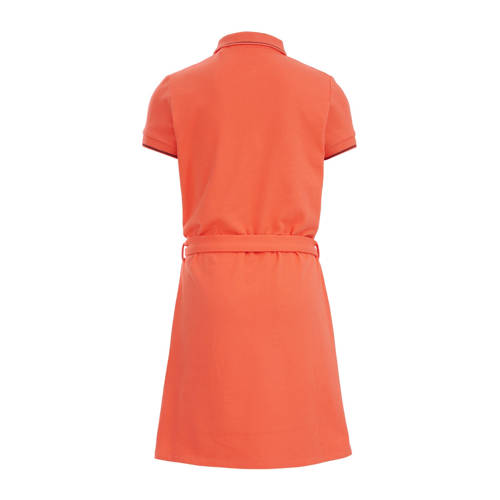 WE Fashion T-shirtjurk oranje Meisjes Biologisch katoen Polokraag Effen 110 116