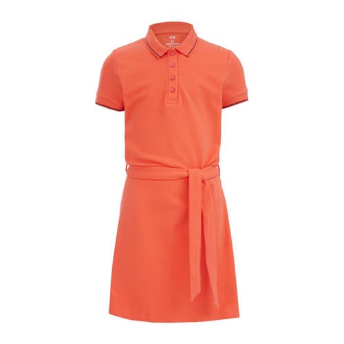 WE Fashion T-shirtjurk oranje Meisjes Biologisch katoen Polokraag Effen