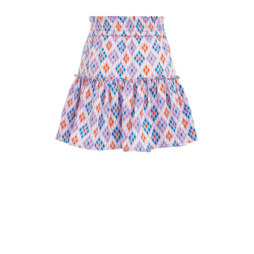 WE Fashion rok met all over print lila Paars Meisjes Gerecycled polyester 110 116