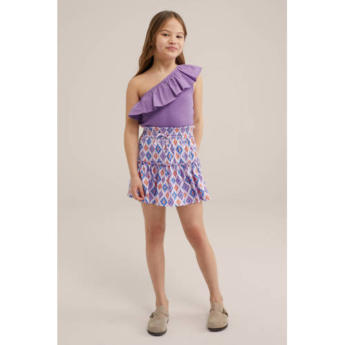 WE Fashion rok met all over print lila Paars Meisjes Polyester All over print 98 104