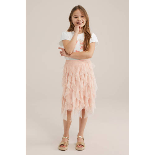 WE Fashion semi-transparante rok lichtroze Meisjes Polyester Effen 92