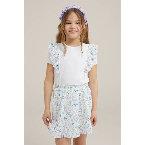 WE Fashion gebloemde skort wit Rok Meisjes Polyester Bloemen 92