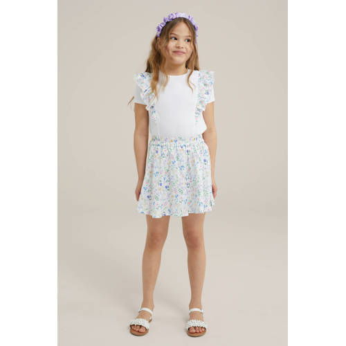 WE Fashion gebloemde skort wit Rok Meisjes Polyester Bloemen 92