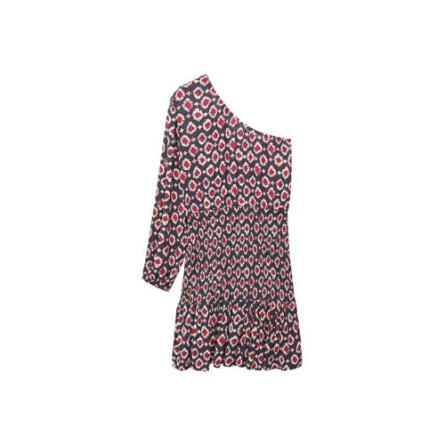 Mango Kids jurk met all over print roze/paars Meisjes Katoen One shoulder - 158(XS)