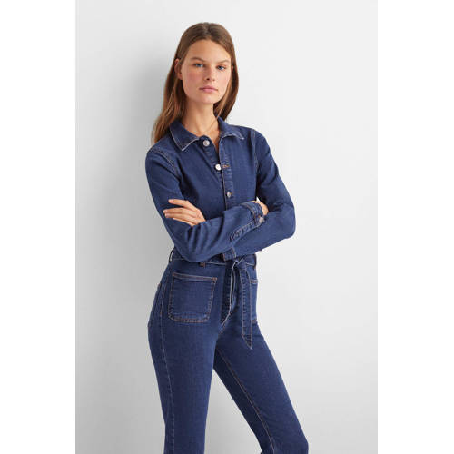 Mango Kids jumpsuit medoum blue denim Blauw Effen 158(XS)