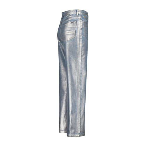 VINGINO metallic wide leg jeans Cato Metallic denim Blauw Effen 104