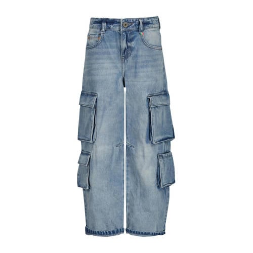 Vingino loose fit jeans Kit old vintage Blauw Jongens/Meisjes Denim Effen - 104