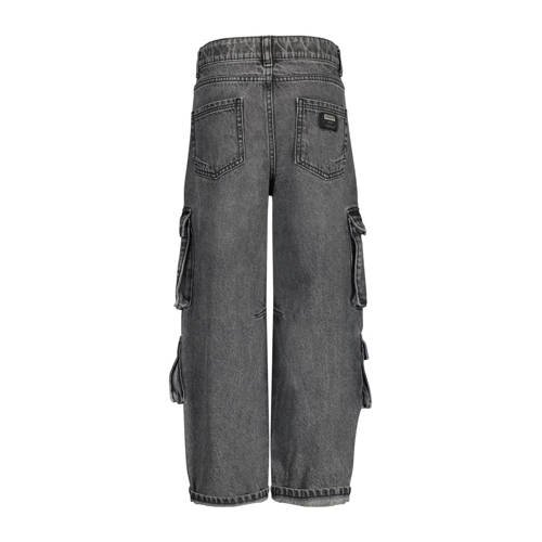 VINGINO loose fit jeans Kit washed black Zwart Jongens Meisjes Denim Effen 104