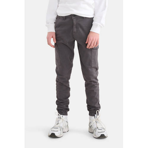 Shoeby tapered fit cargobroek grijs Jongens Katoen Effen 98 104