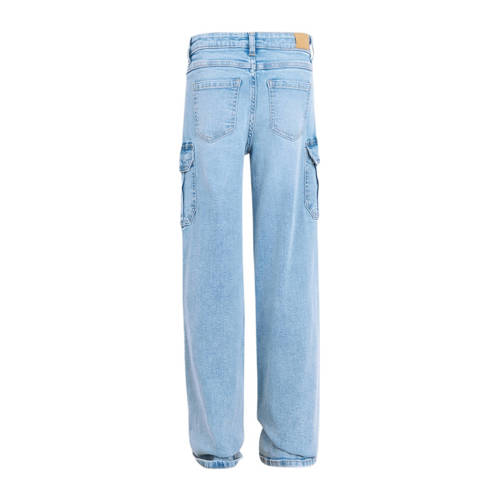 Shoeby high waist loose fit jeans mediumstone Blauw Meisjes Katoen Effen 146