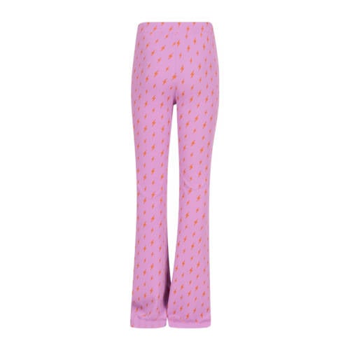 Shoeby flared broek met all over print lila oranje Paars Meisjes Polyester 98 104