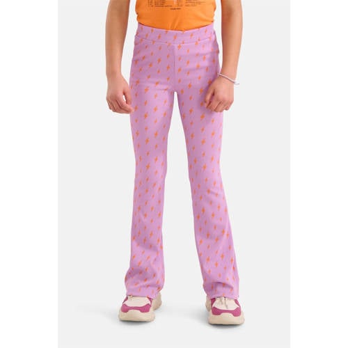 Shoeby flared broek met all over print lila oranje Paars Meisjes Polyester 110 116