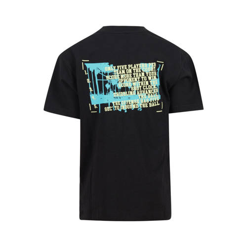 Shoeby T-shirt met backprint zwart Jongens Katoen Ronde hals Backprint 158 164