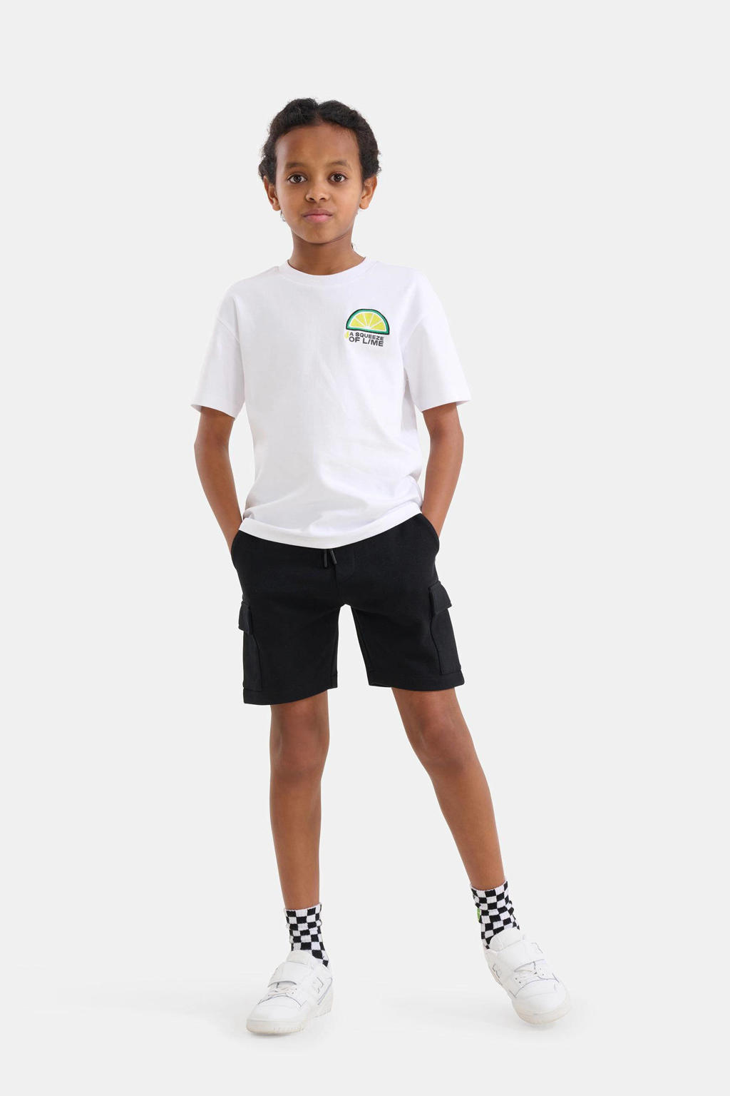 Shoeby regular waist regular fit cargo short zwart