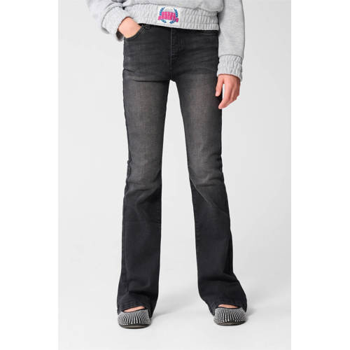 Shoeby high waist flared jeans zwart Meisjes Katoen Effen