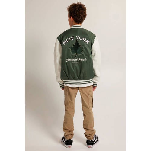 America Today baseball jacket groen Jas Jongens Polyester Ronde hals Backprint 134 140