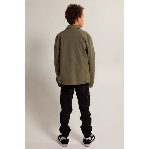 America Today zomerjas olijfgroen Jongens Polyester Overslagkraag Effen 134 140