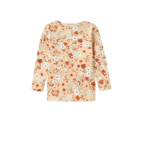 name it MINI gebloemde longsleeve NMFDIDISA beige rood wit Meisjes Biologisch katoen Ronde hals 80