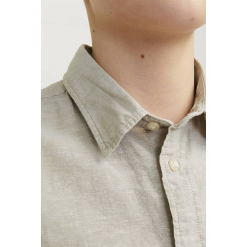 jack & jones JUNIOR overhemd JJELINEN BLEND beige Jongens Katoen Klassieke kraag 116