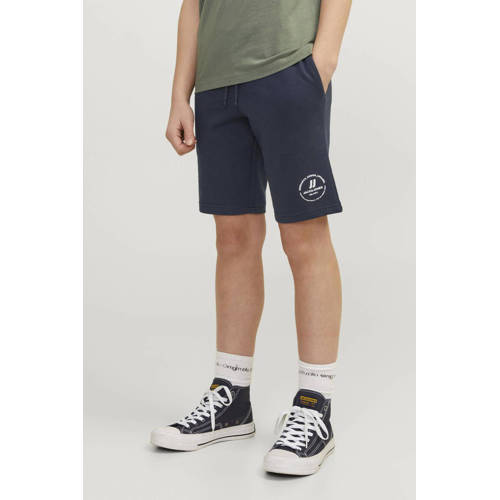 jack & jones JUNIOR sweatshort JPSTSWIFT met printopdruk donkerblauw Korte broek 116