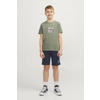JACK & JONES JUNIOR sweatshort JPSTSWIFT met printopdruk donkerblauw