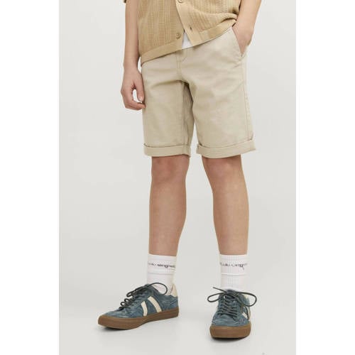 jack & jones JUNIOR chino short JPSTDAVID JJCHINO beige Korte broek Jongens Stretchkatoen 122