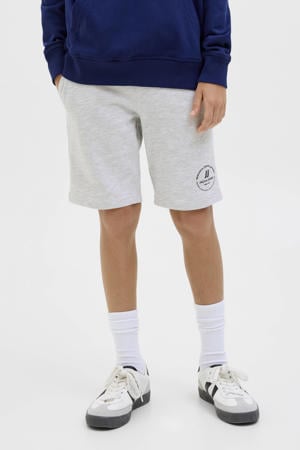sweatshort JPSTSWIFT met printopdruk wit melange