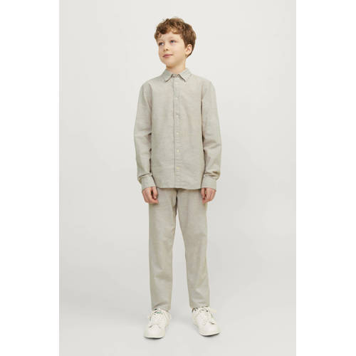 Jack & jones JUNIOR overhemd JJELINEN BLEND beige Jongens Katoen Klassieke kraag 116